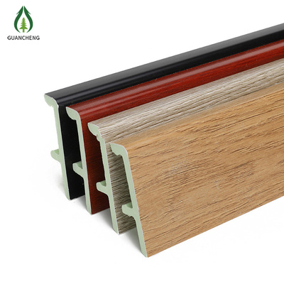 60*5*15mm Hot Selling Quick Install Waterproof Plastic PVC Wood-color Wall Skirting Boards Cover